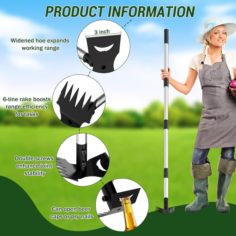 Ukiupop Weed Puller Tool with Long Handle – 2-in-1 Handle Garden Hoe and Weed Rake, Hoe Garden Tool for Home Gardens, Lawns, and Yards - Image 5